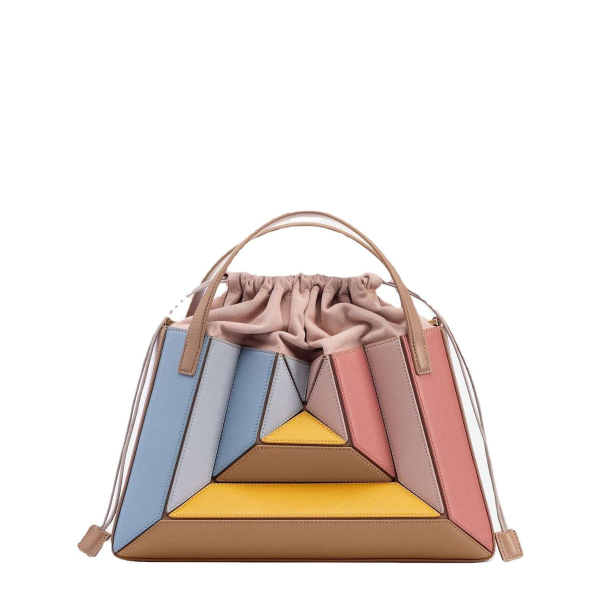 Color Contrast Patchwork Drawstring Handbag for Women