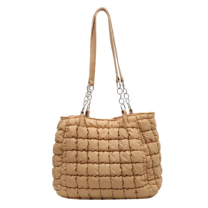 Elegant Plaid Chain Nylon Tote Bag Fashionable and Functional Shoulder Bag