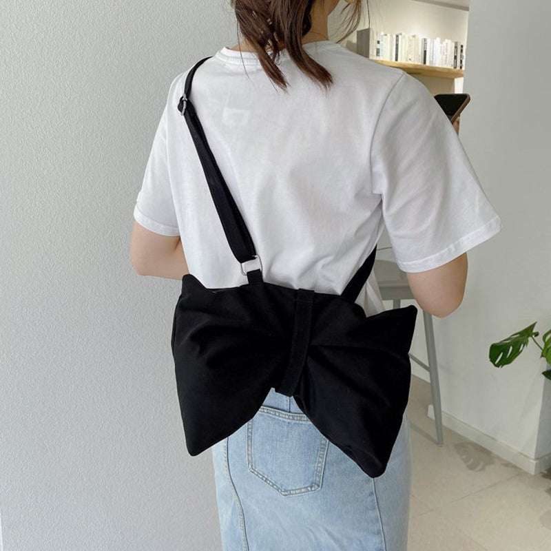 Fashion Large Bow Shoulder Bag With Cute Cow Print For Girls