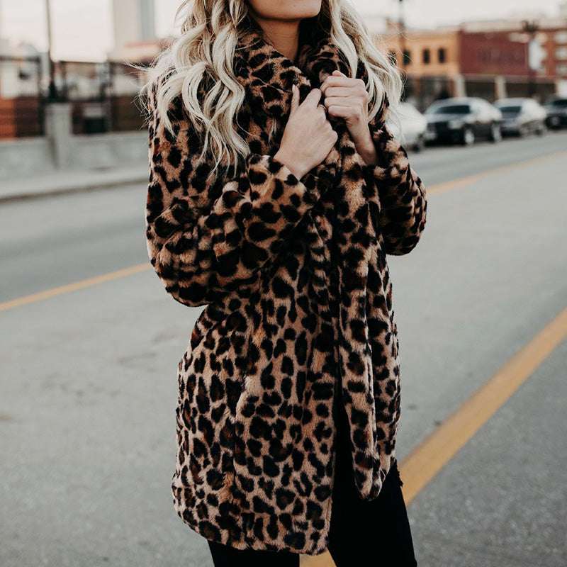 Faux Fur Winter Coat for Women with Stylish Design-Leopard print coat