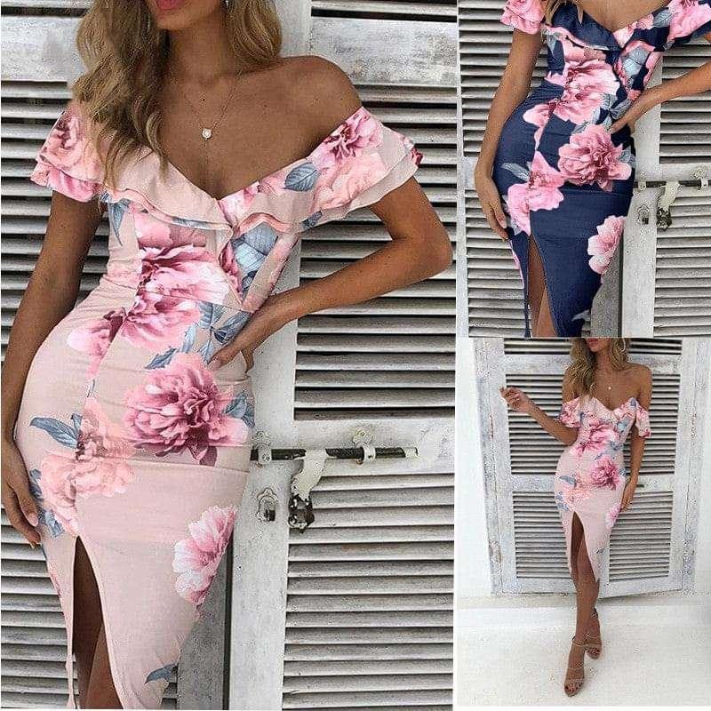 Floral Bandage Off shoulder Dress