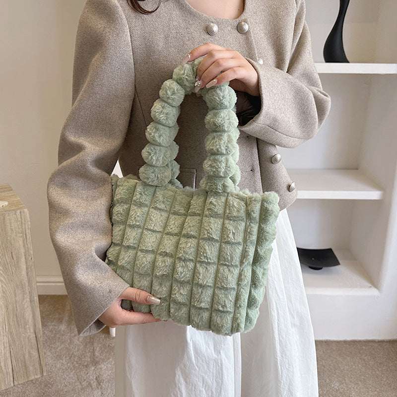 Stylish Plush Handbags in Korean Winter Fashion with High Capacity