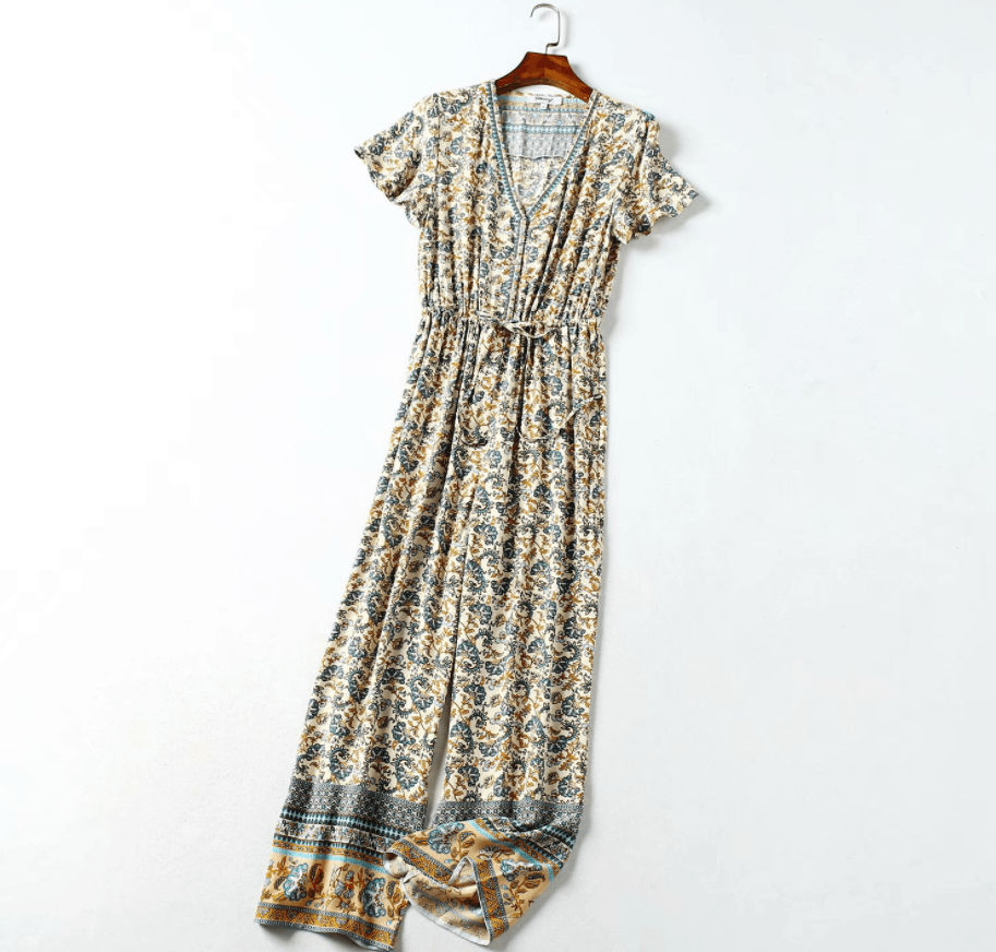 Women's Printed Jumpsuit Casual Pants