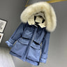 Women's Winter Down Jacket with Hood and Faux Fur Collar