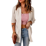 Women's Knit Cardigan Coat with Half Sleeves