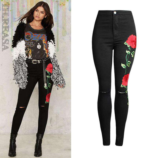 3D Embroidered Slim Fit Jeans