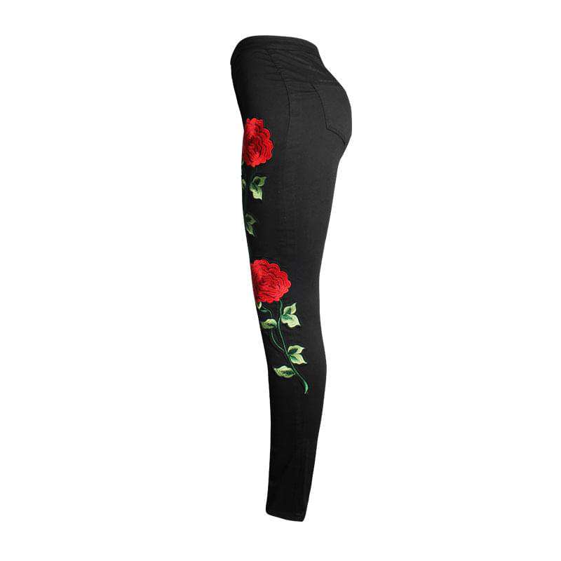 3D Embroidery Skinny Jeans