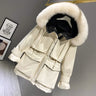 Women's Winter Down Jacket with Hood and Faux Fur Collar