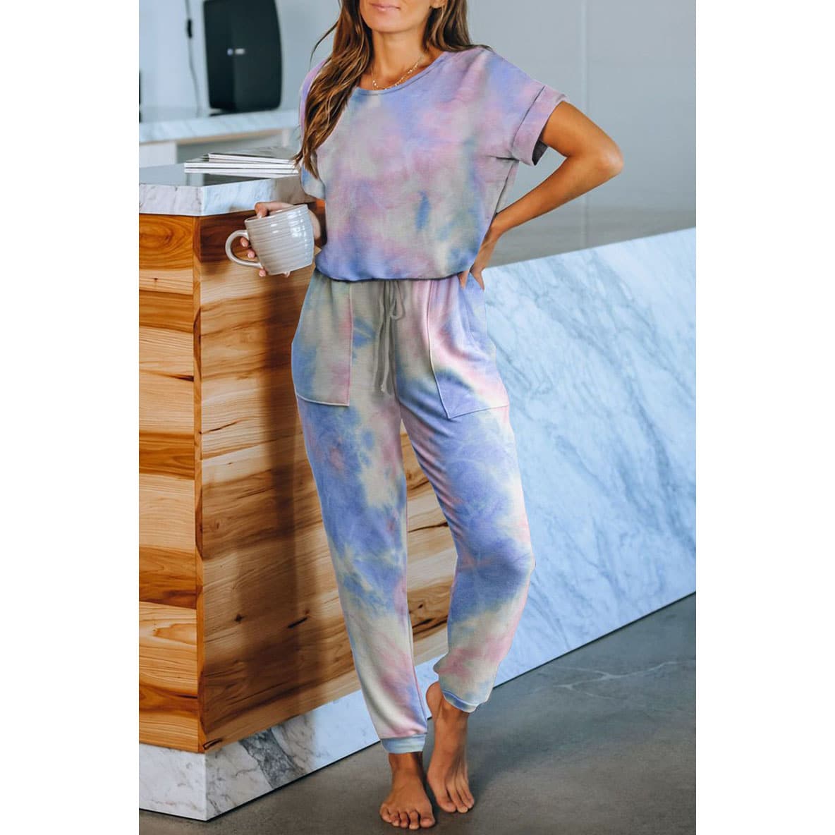 Tie Dye Print One Piece Pajamas