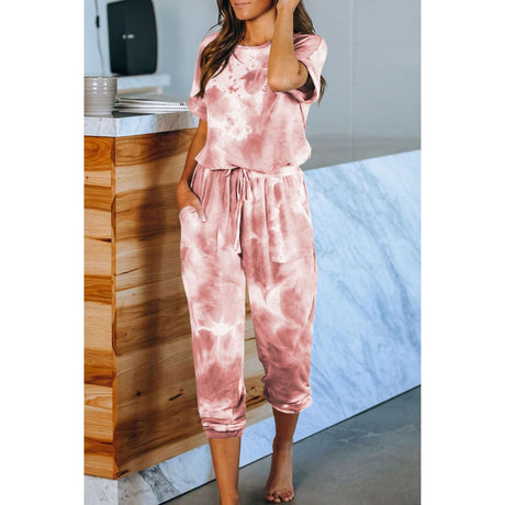 Tie Dye Print One Piece Pajamas