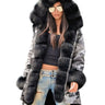 Women's Long Hooded Coat with Faux Fur Collar and Dovetail Hem