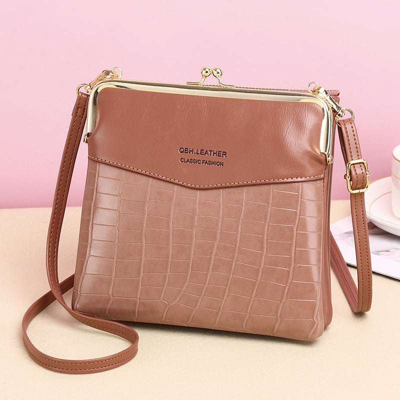 Alligator Pattern Lock Shoulder Bag for Women