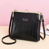 Alligator Pattern Lock Shoulder Bag for Women