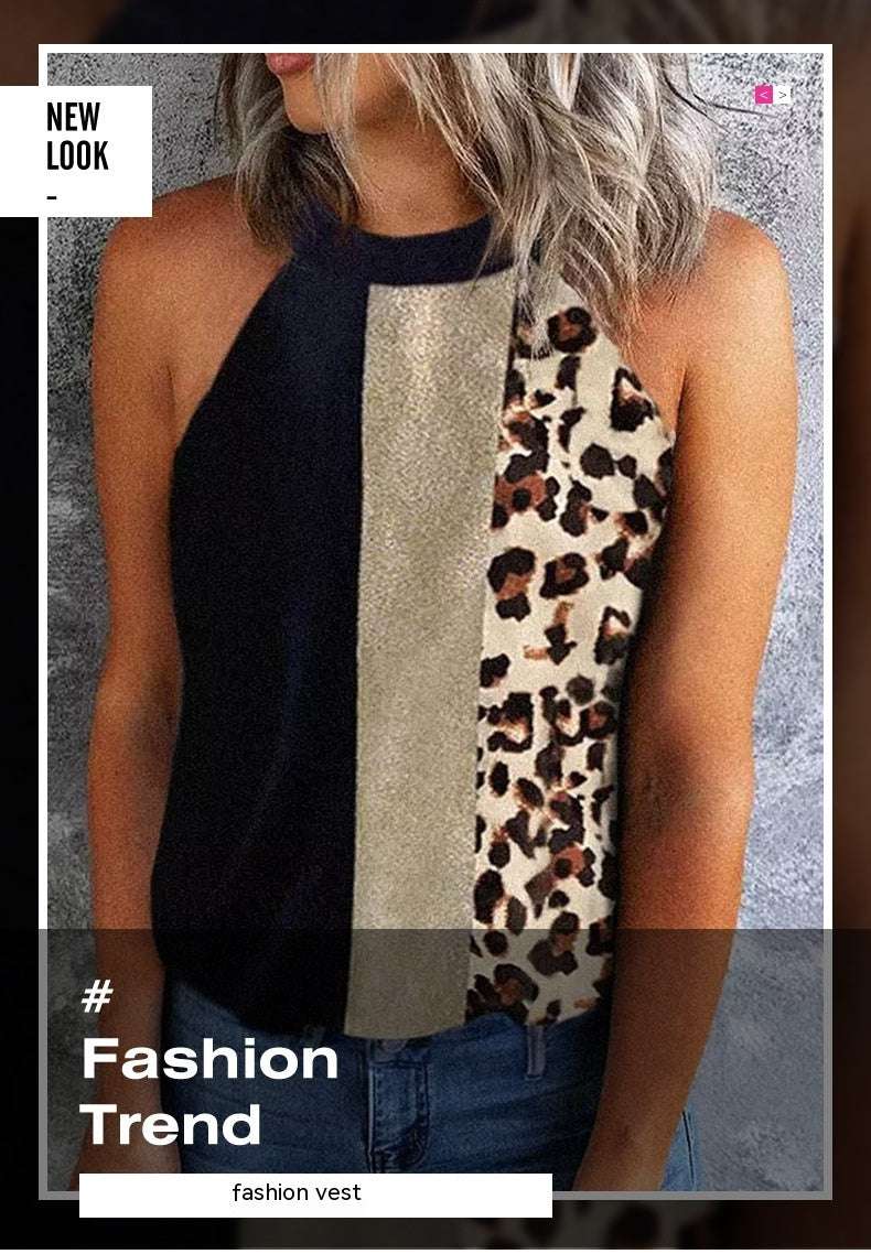 American Style Summer Leopard Print Multicolor Vest