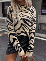 Autumn And Winter Loose Pullover Zebra Pattern Knitted Sweater