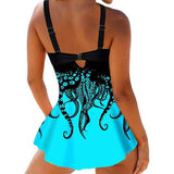 Octopus Print Bikini Swimsuit with Blue Fabric