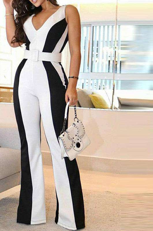 Black And White Slim Fit Jumpsuit