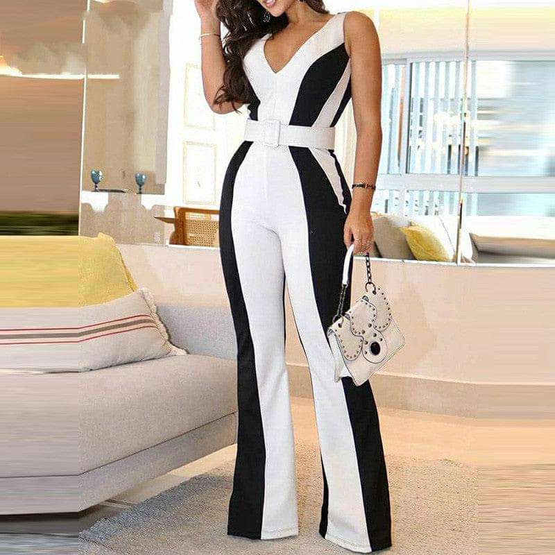 Black And White Slim Fit Jumpsuit