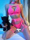 Pink fishnet lingerie 