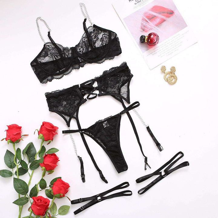 Black Lace Underwear Suit
