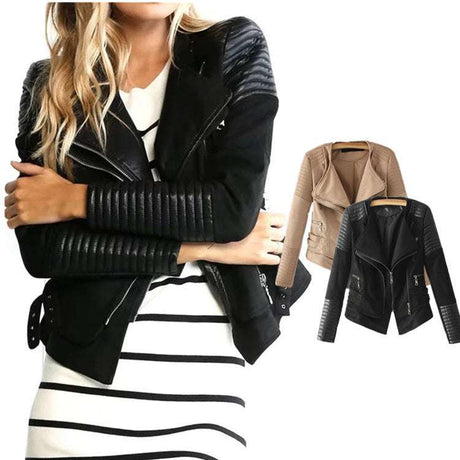 Womens black leather jacket