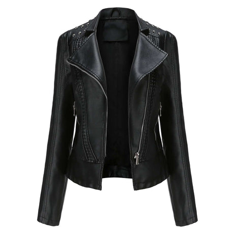 Women's black leather jacket 