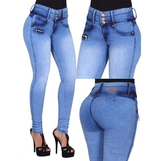 Blue Zipper Closure Denim Jeans
