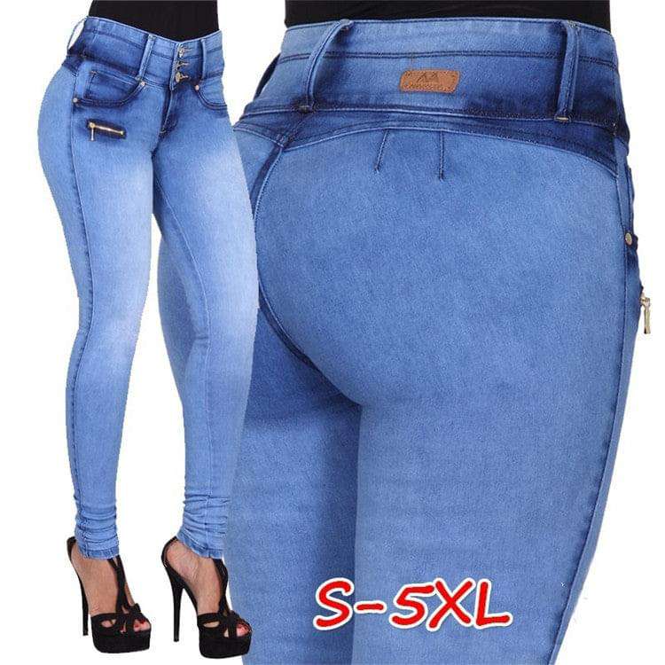 Blue Zipper Closure Denim Jeans