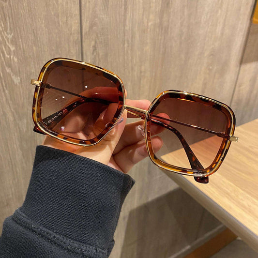 Bold Brown Retro Square Frame Sunglasses