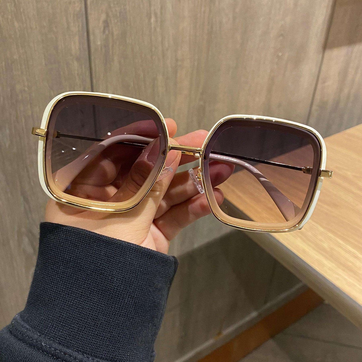 Bold Brown Retro Square Frame Sunglasses