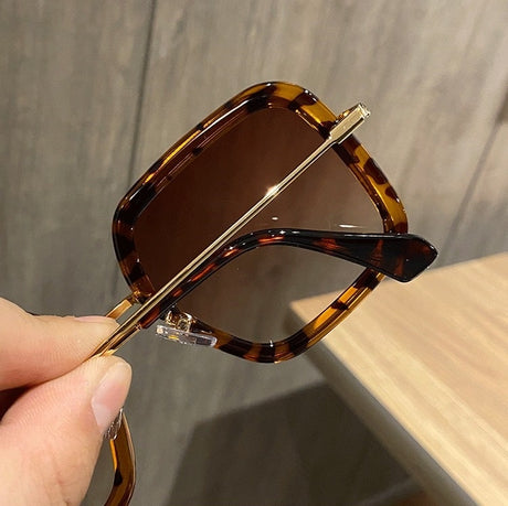 Bold Brown Retro Square Frame Sunglasses