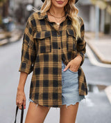 Casual Plaid Flannel Shirt with Pocket