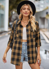 Casual Plaid Flannel Shirt with Pocket