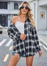 Casual Plaid Flannel Shirt with Pocket