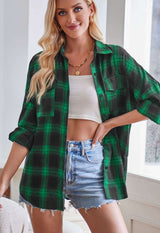 Casual Plaid Flannel Shirt with Pocket