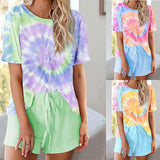 Trendy Tie Dye Short Sleeve Pajama Set