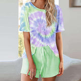 Trendy Tie Dye Short Sleeve Pajama Set