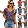 Elevated Casual V Neck Short Sleeve Patterned Top