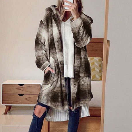 Checked Plaid Long Coat