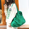 Corduroy Drawstring Shoulder Bag with Multi-Pocket Design