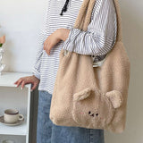 Cozy Plush Cartoon Bear Shoulder Bag for Women