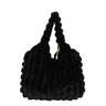 Cozy Striped Plush Shoulder Bag with Large Capacity