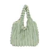 Cozy Striped Plush Shoulder Bag with Large Capacity