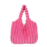 Cozy Striped Plush Shoulder Bag with Large Capacity