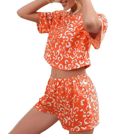 Cropped Short-sleeved Patterned Loungewear