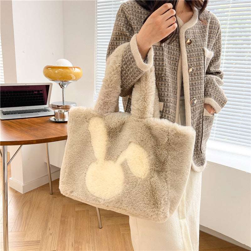 Cute Cartoon Rabbit Ears Plush Shoulder Bag