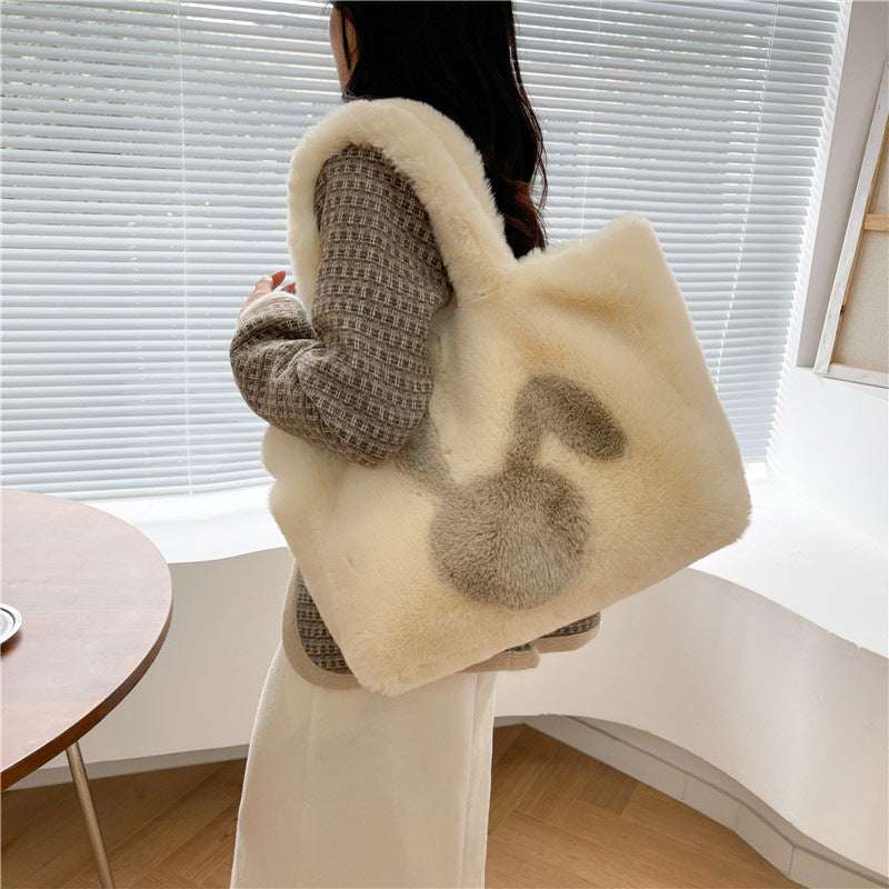 Cute Cartoon Rabbit Ears Plush Shoulder Bag