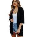 Women's Knit Cardigan Coat with Half Sleeves