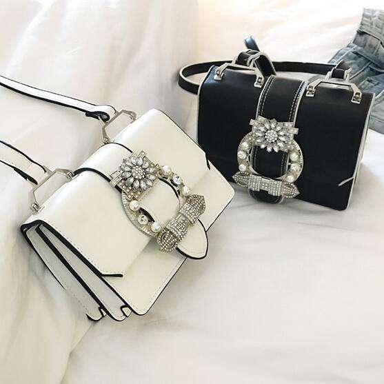 Elegant Diamond Lock PU Leather Shoulder Bag for Women