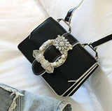 Elegant Diamond Lock PU Leather Shoulder Bag for Women